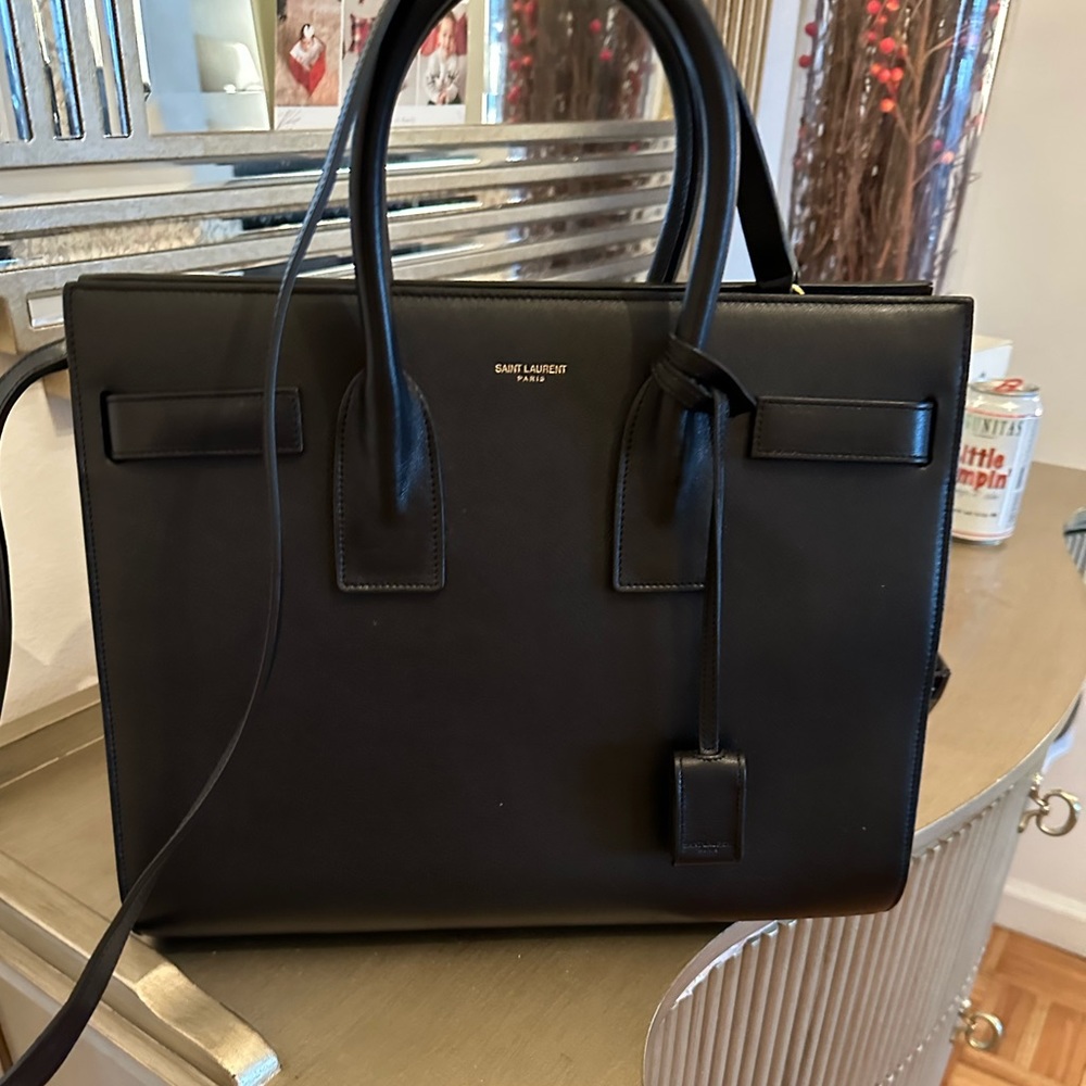 Authentic Yves Saint Laurent Sac De Jour Black Leather Bag